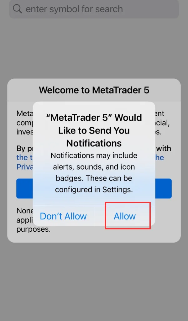 Cho phép ứng dụng gửi thông báo bằng cách nhấp chọn "Allow" 